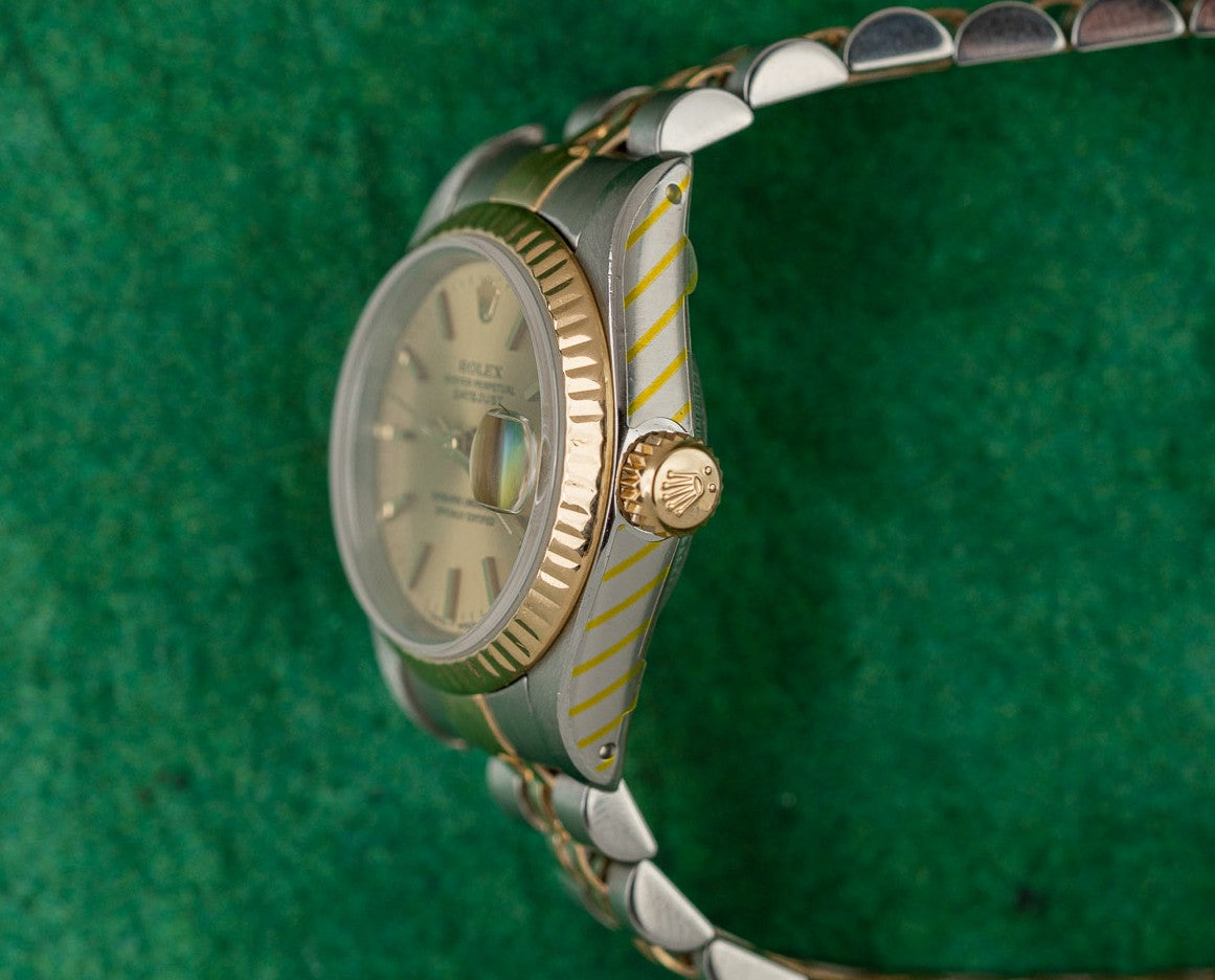 Rolex Lady-Datejust 26 two-tone yellow gold and stainless steel watch, model 69173, champagne dial, 1992, pre-owned luxury watch sold by The Watch Business Sydney