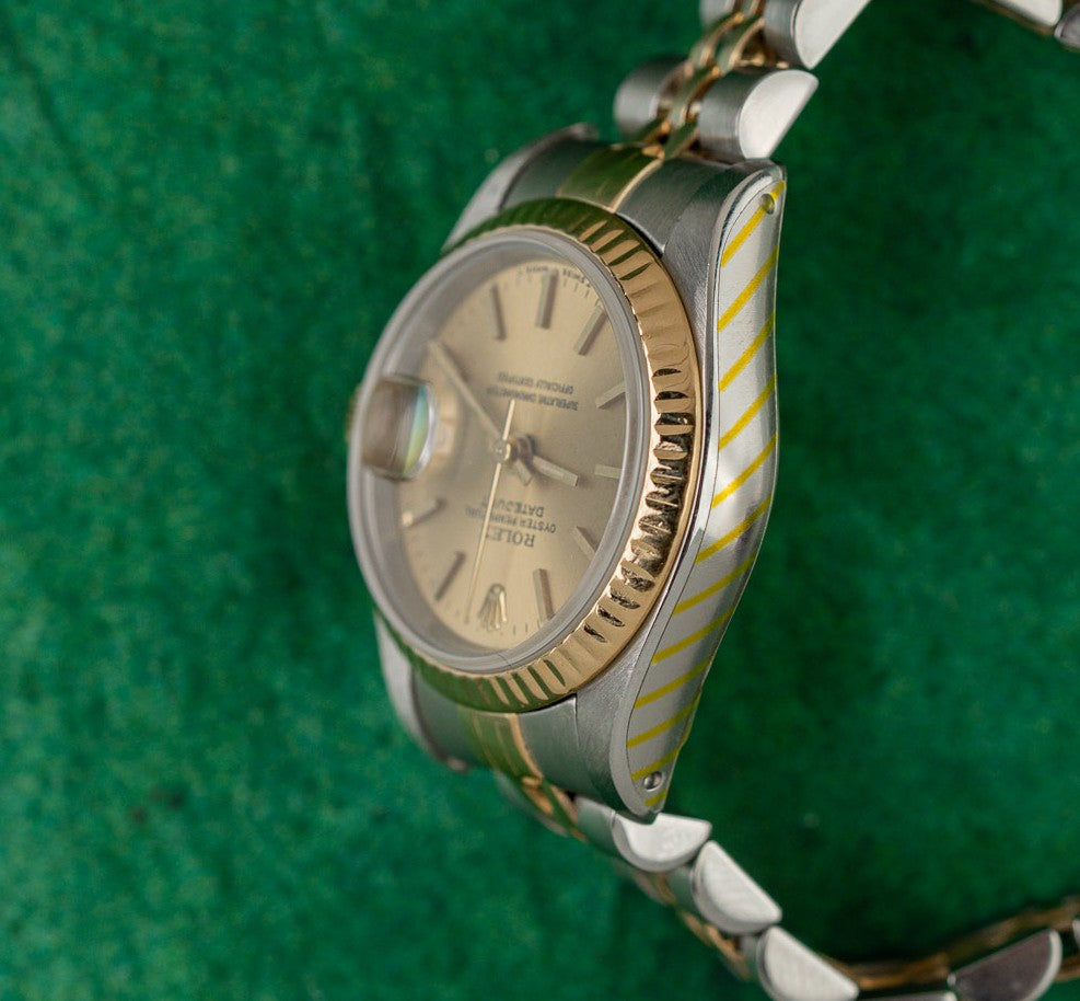 Rolex Lady-Datejust 26 two-tone yellow gold and stainless steel watch, model 69173, champagne dial, 1992, pre-owned luxury watch sold by The Watch Business Sydney