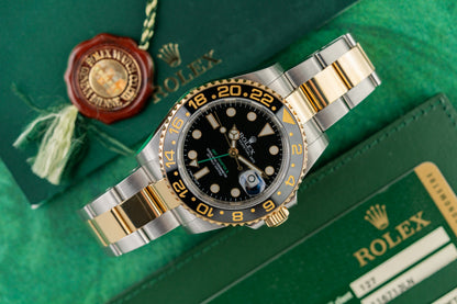 Rolex GMT-Master II 116713LN Black Dial dial close-up - Pre-Owned Sydney
