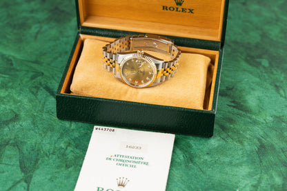 Rolex Datejust 36 Champagne Diamond Dial 16233 Two Tone Yellow Gold 1995 Model additional view - The Watch Business Sydney