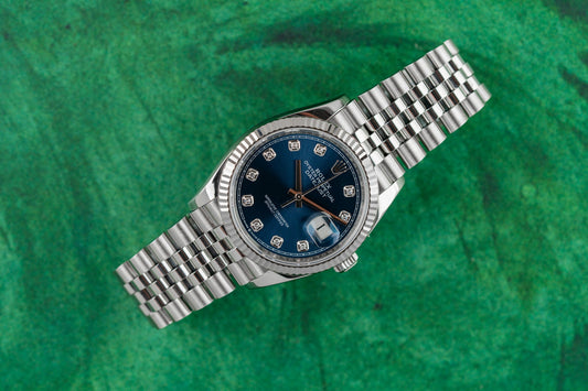 Rolex Datejust 36 126234 Blue Diamond Dial Stainless Steel Fluted Bezel 2024 - The Watch Business Sydney