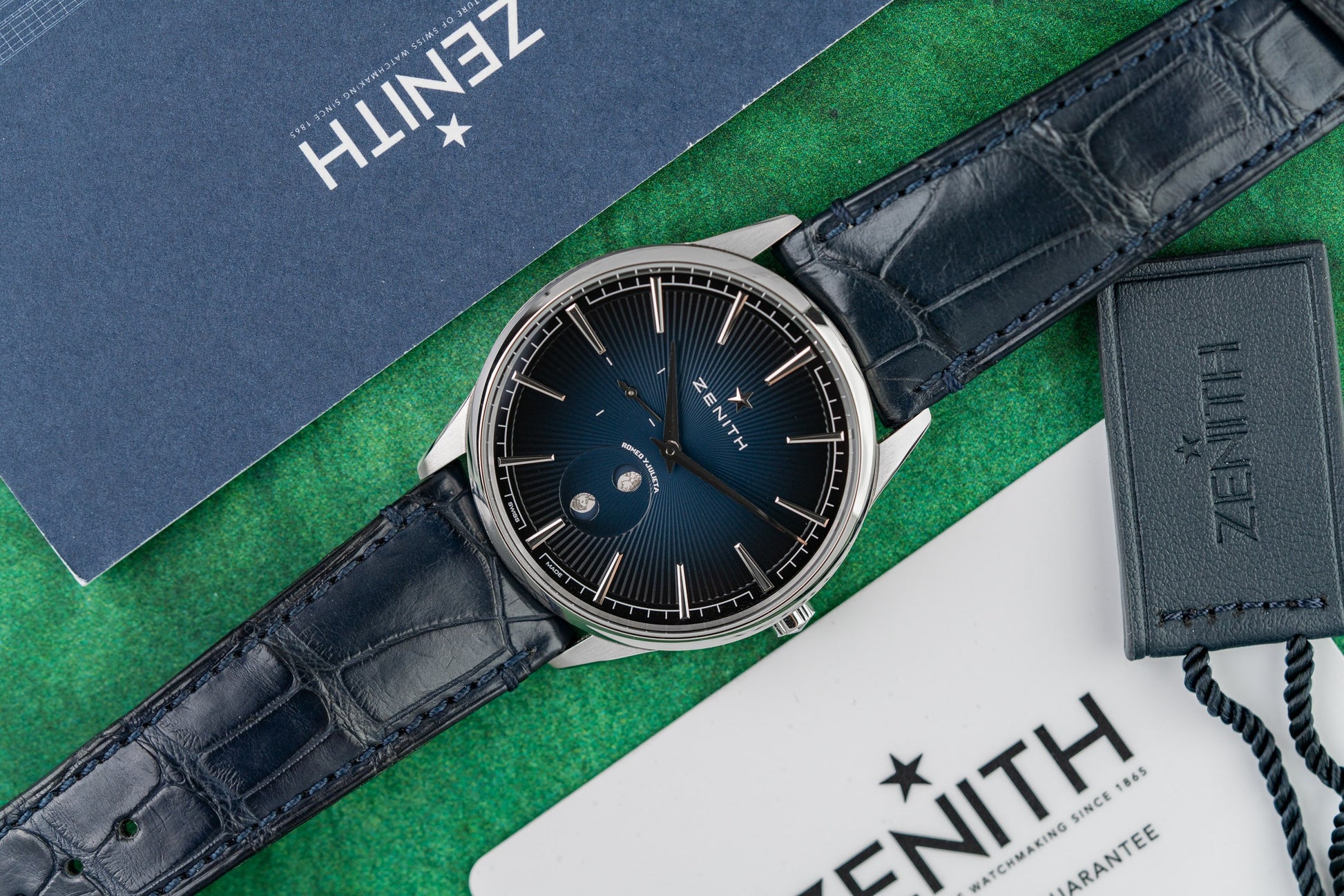 Zenith Elite Moonphase 03.3101.692/02.C922 Romeo dial close-up - Pre-Owned Sydney