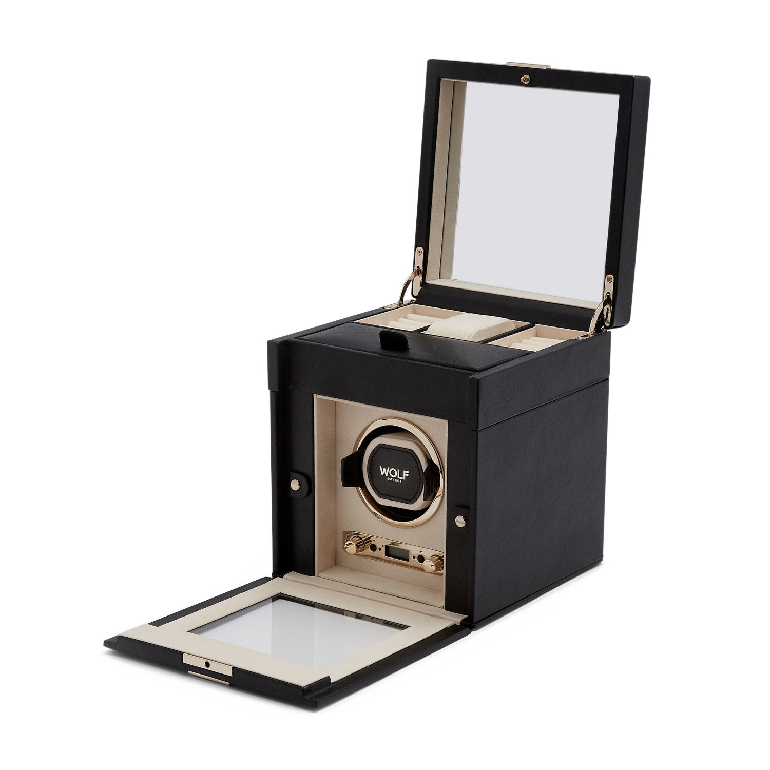 Wolf Palermo Single Watch Winder Black - The Watch Business