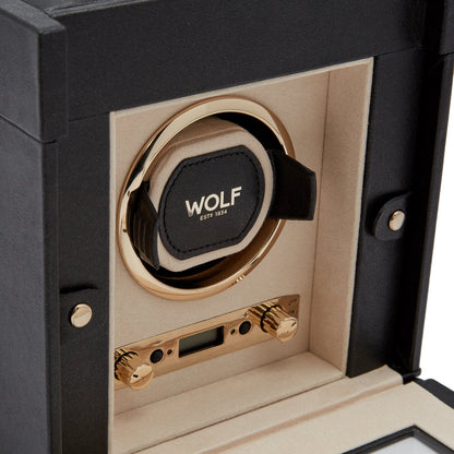 Wolf Palermo Single Watch Winder Black - The Watch Business