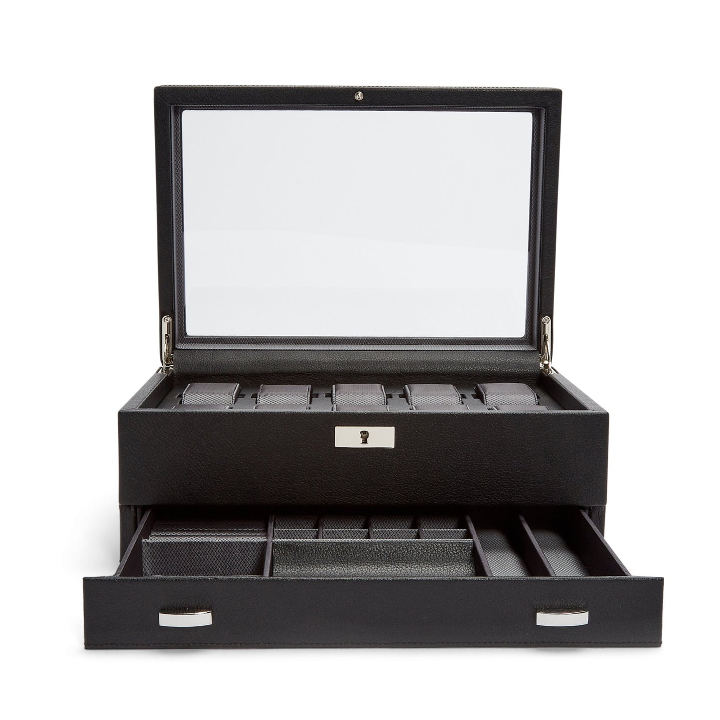 Wolf Viceroy 10 Pc Watch Box W/ Drawer Black - The Watch Business