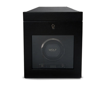 Wolf British Racing Single Watch Winder with Storage Black - The Watch Business