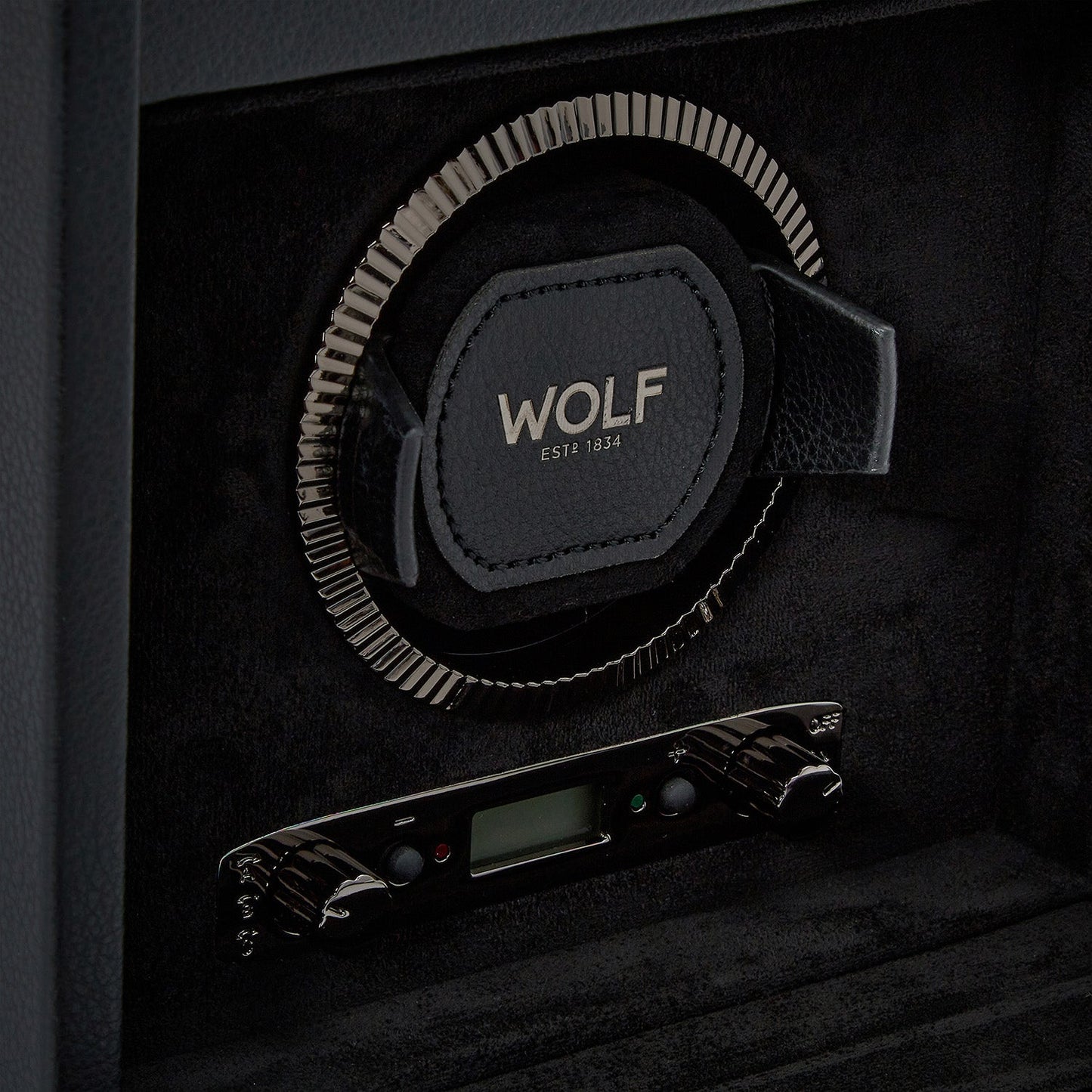 Wolf British Racing Single Watch Winder with Storage Black - The Watch Business