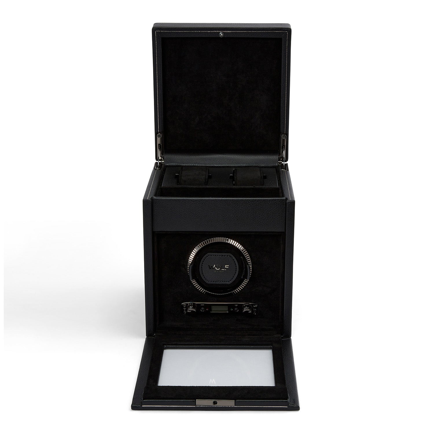 Wolf British Racing Single Watch Winder with Storage Black - The Watch Business