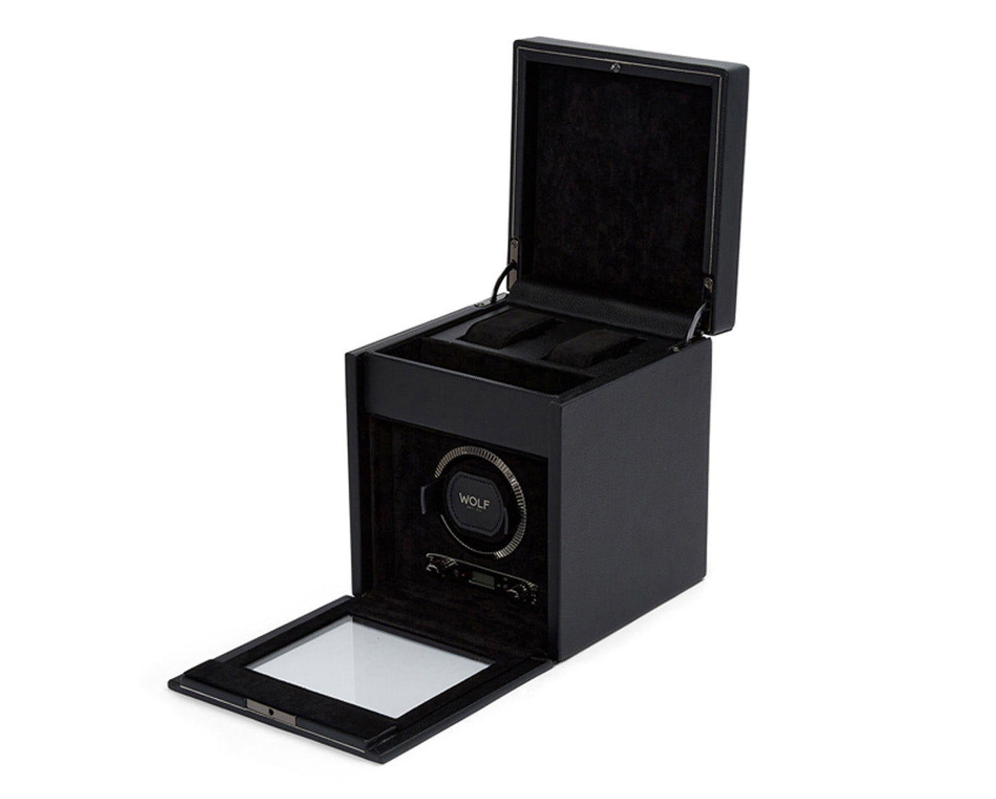 Wolf British Racing Single Watch Winder with Storage Black - The Watch Business