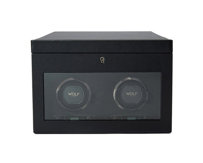 Wolf British Racing Double Watch Winder with Storage Black - The Watch Business