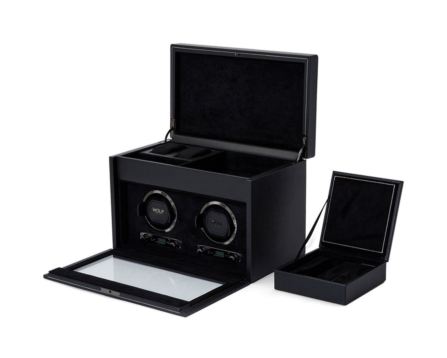 Wolf British Racing Double Watch Winder with Storage Black - The Watch Business