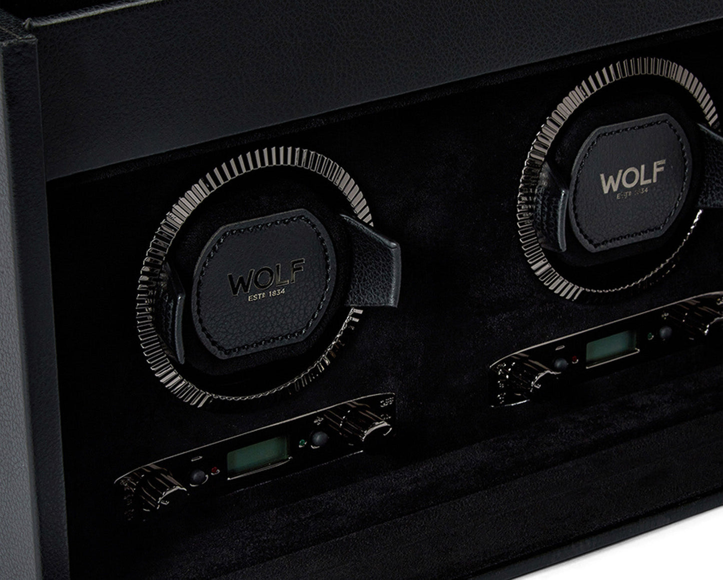 Wolf British Racing Double Watch Winder with Storage Black - The Watch Business