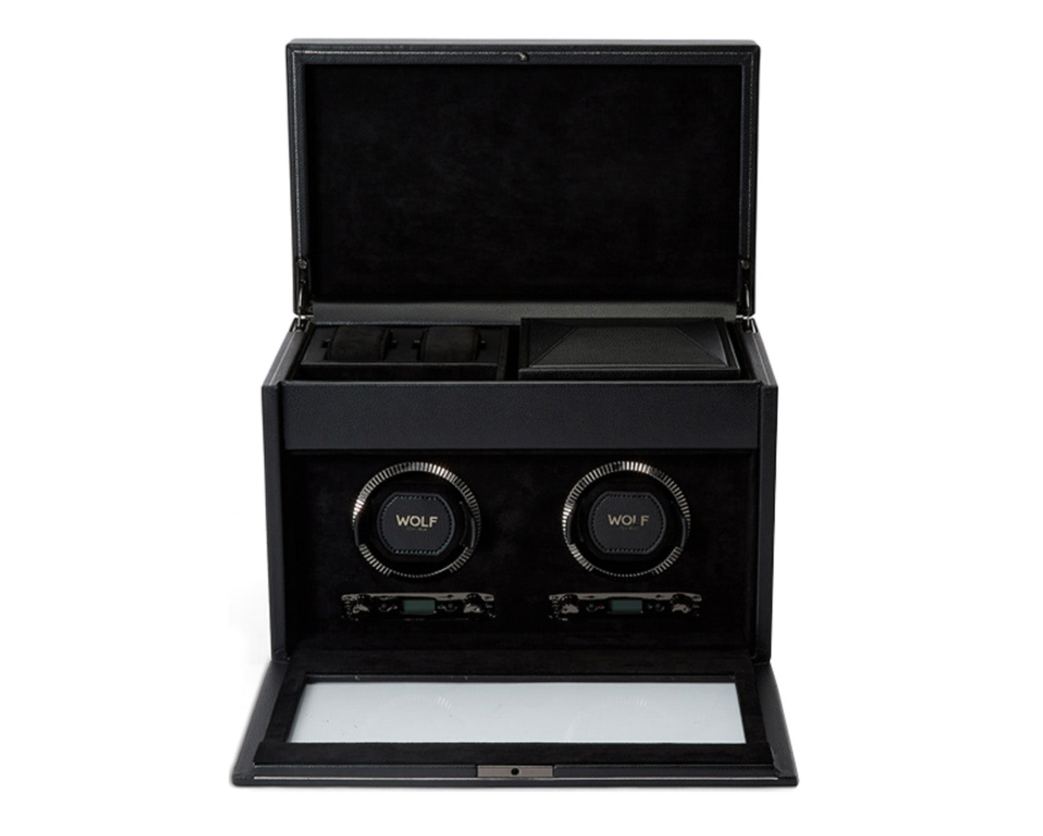 Wolf British Racing Double Watch Winder with Storage Black - The Watch Business