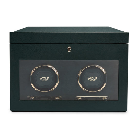 Wolf Brit Racing Green Double Watch Winder - The Watch Business