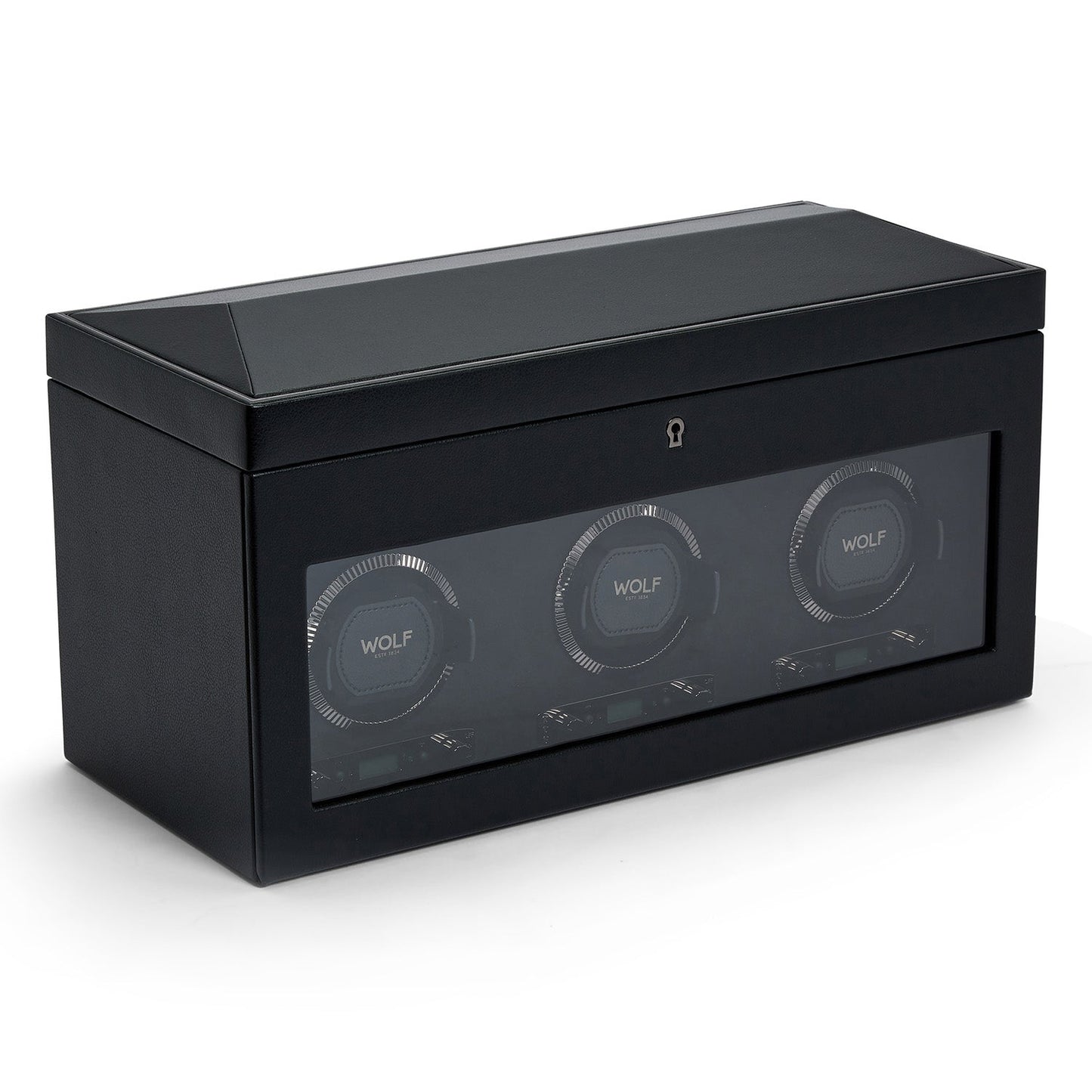 Wolf British Racing Triple Watch Winder with Storage Black - The Watch Business