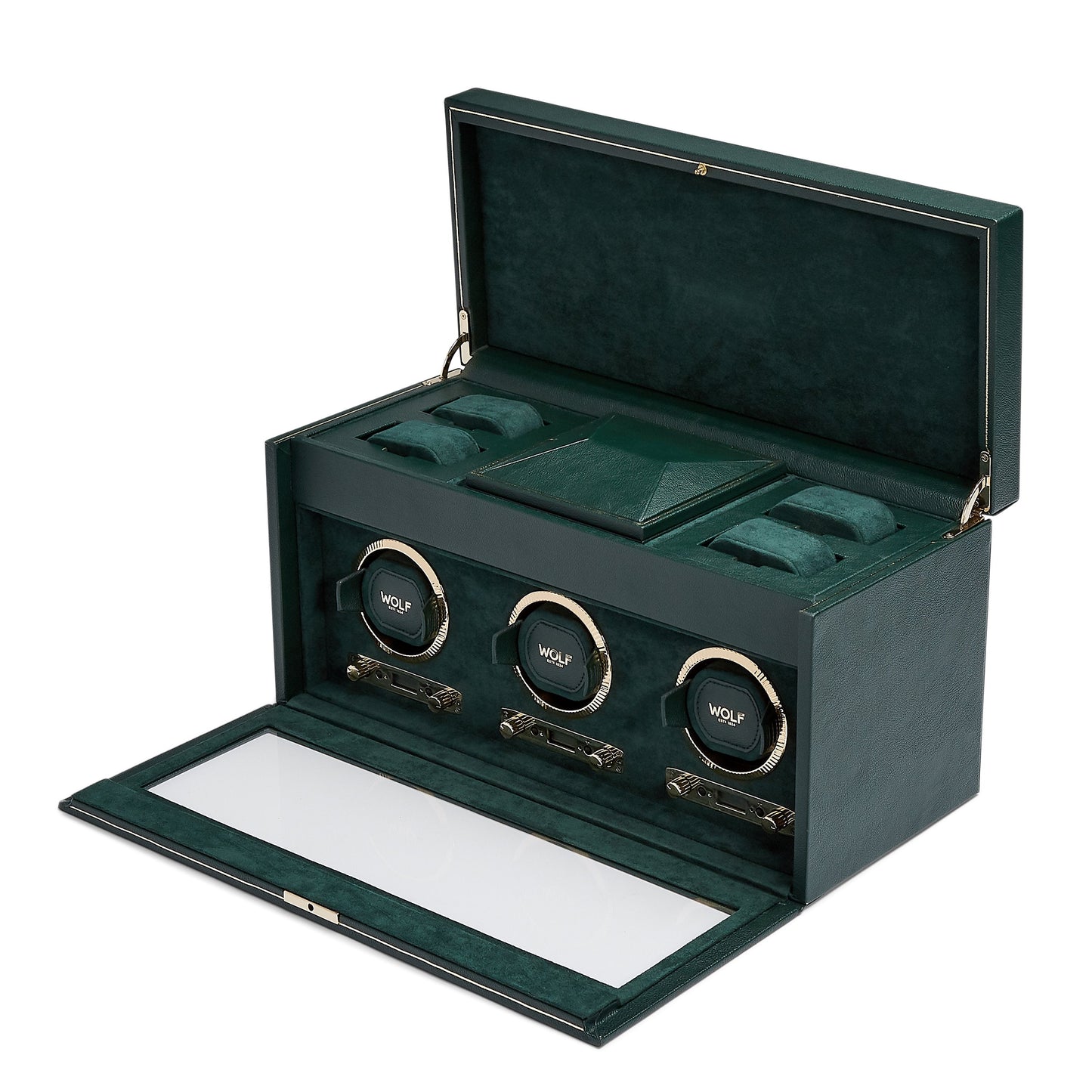 Wolf Brit Racing Green Triple Watch Winder - The Watch Business