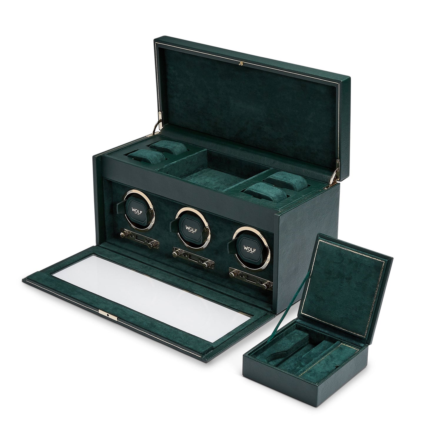 Wolf Brit Racing Green Triple Watch Winder - The Watch Business