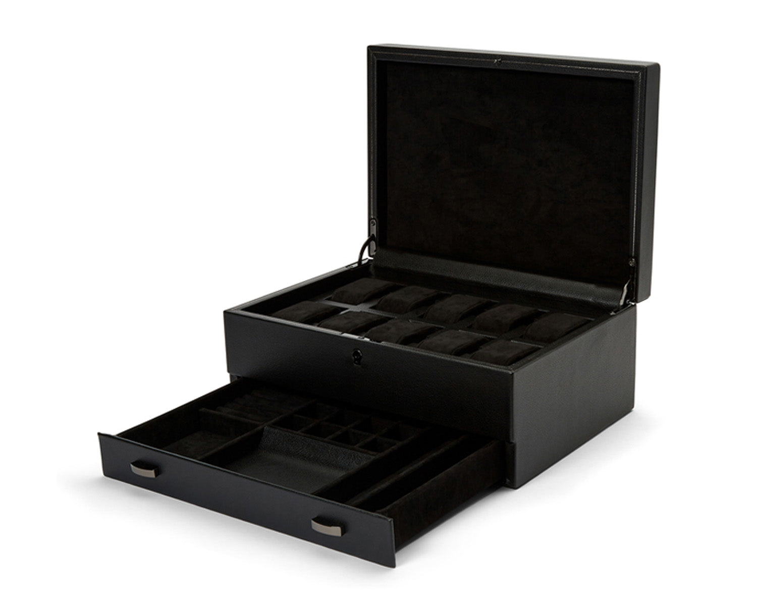 Wolf British Racing 10 Piece Watch Box with Drawer Black - The Watch Business