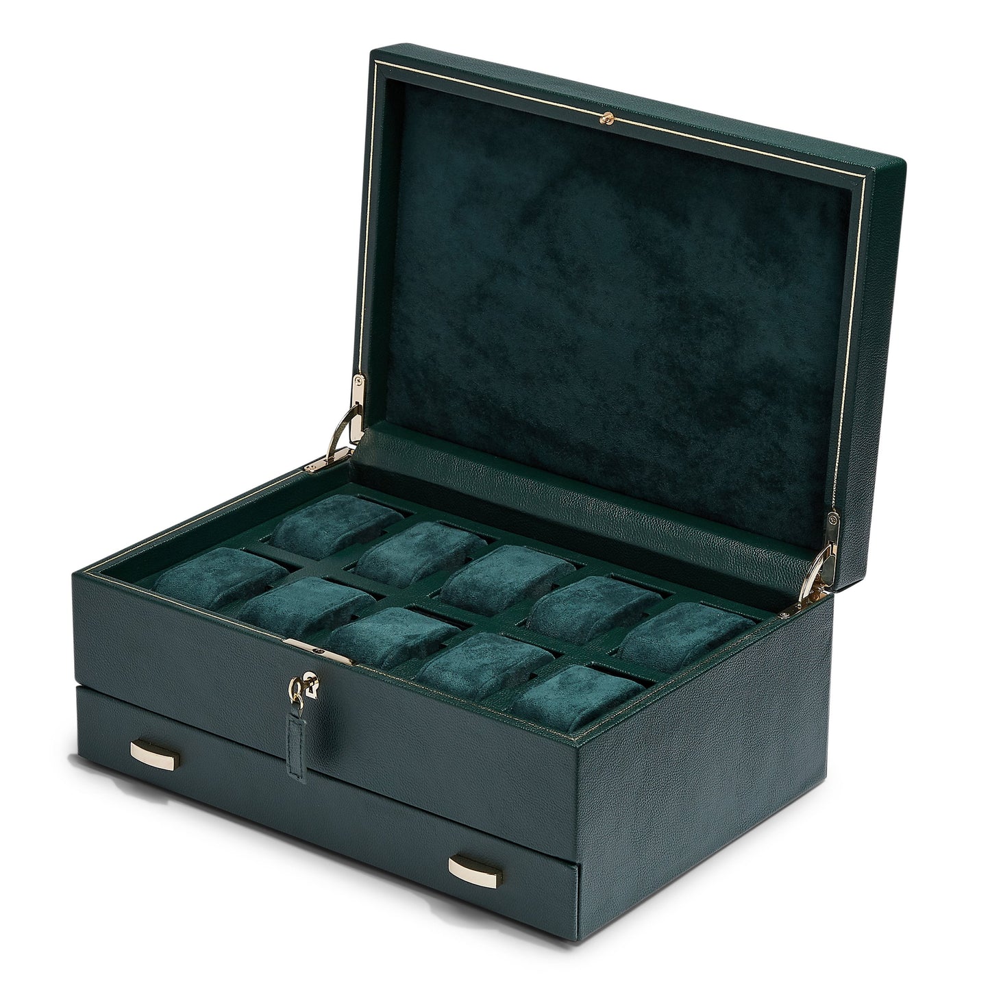 Wolf Brit Racing Green 10P W Draw Watch Box - The Watch Business