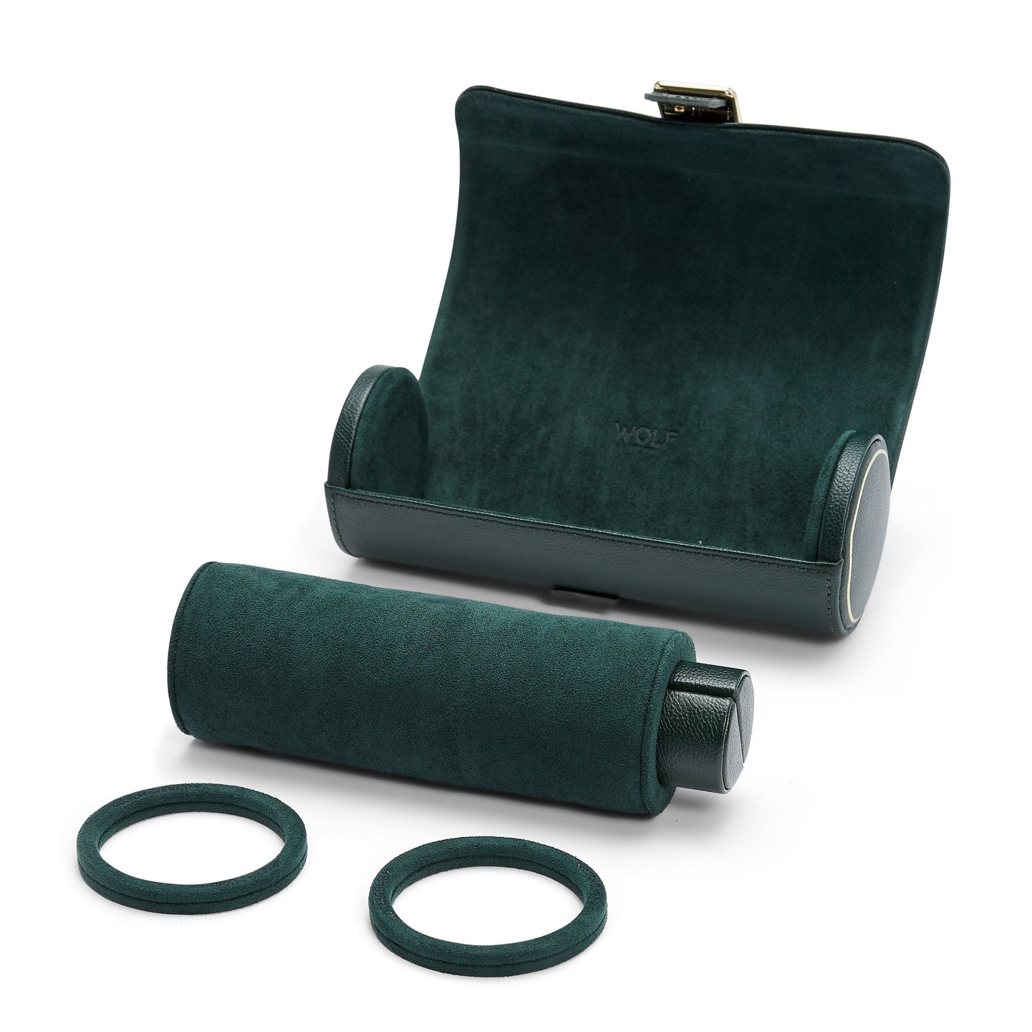 Wolf British Racing Green Triple Watch Roll - The Watch Business