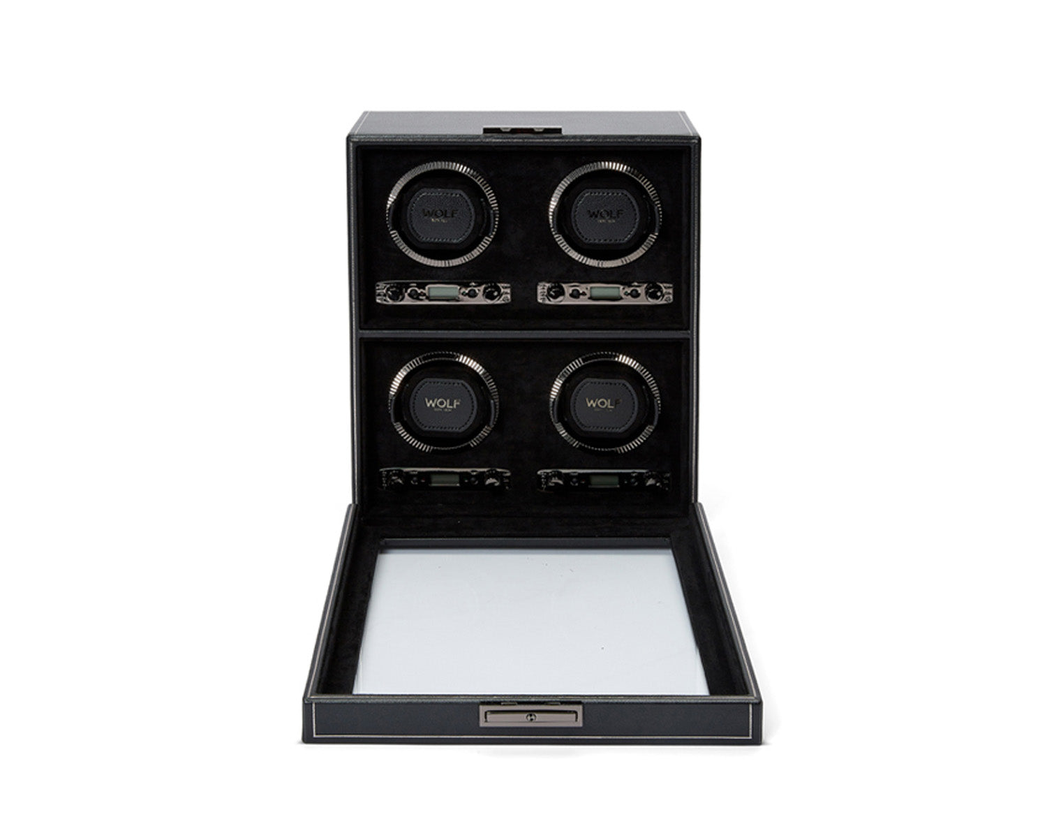 Wolf British Racing 4 Piece Watch Winder Black - The Watch Business