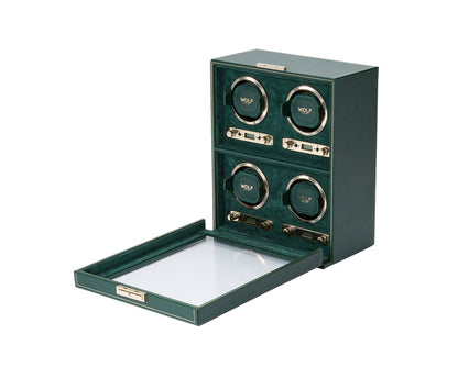 Wolf British Racing Green 4 Piece Watch Winder - The Watch Business