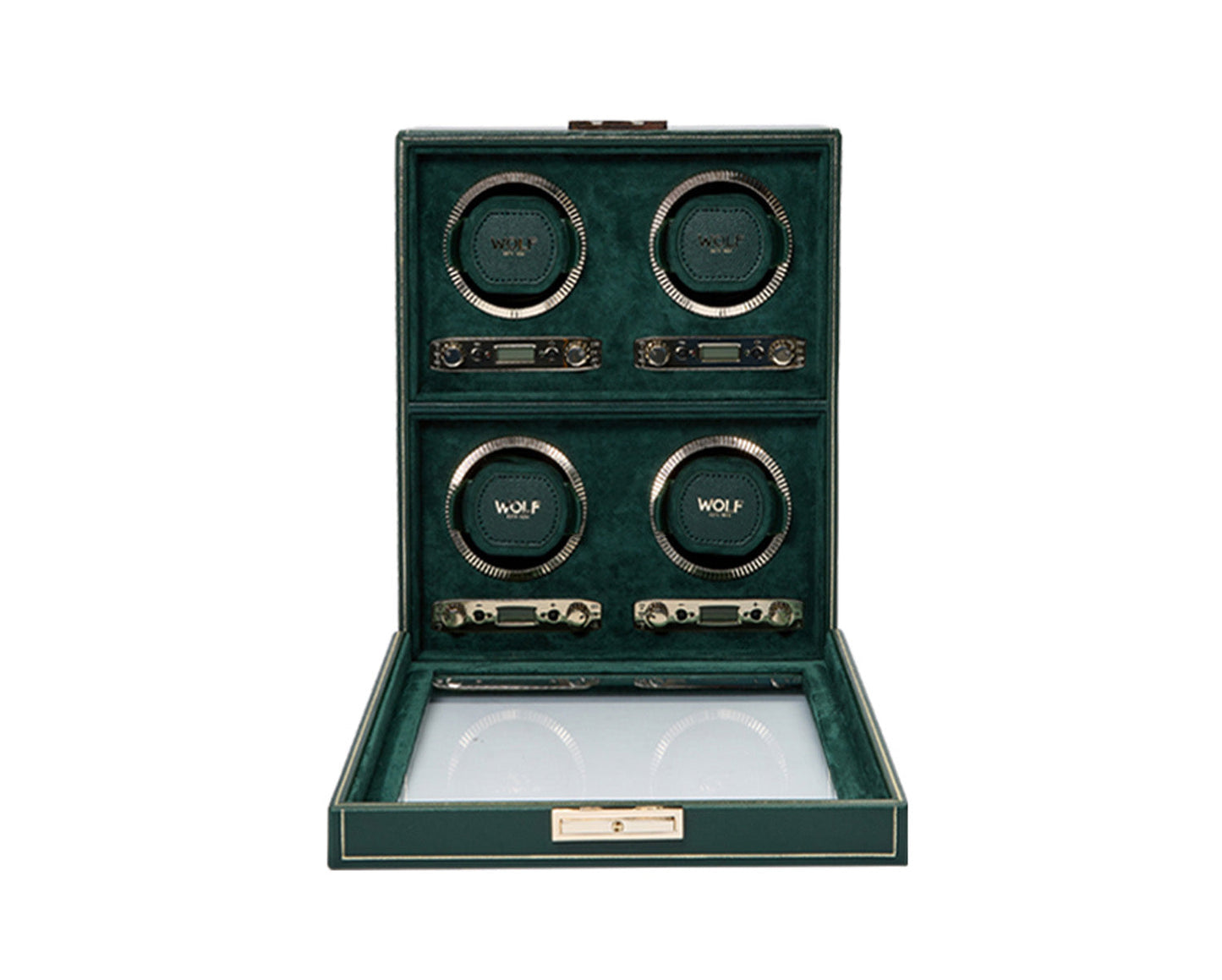 Wolf British Racing Green 4 Piece Watch Winder - The Watch Business